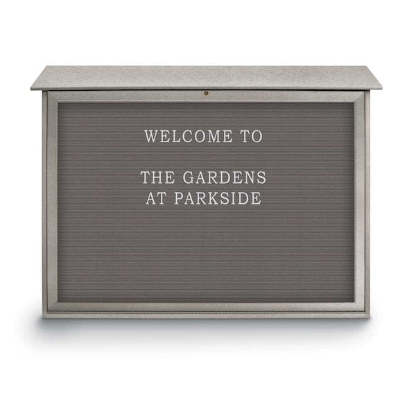 Indoor Enclosed Combo Board, 42"x32", Satin Frame/Black & Amethyst